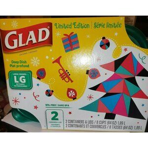 GLAD 2 Pack 64 oz. Limited Edition Christmas Holiday Plastic Storage Container